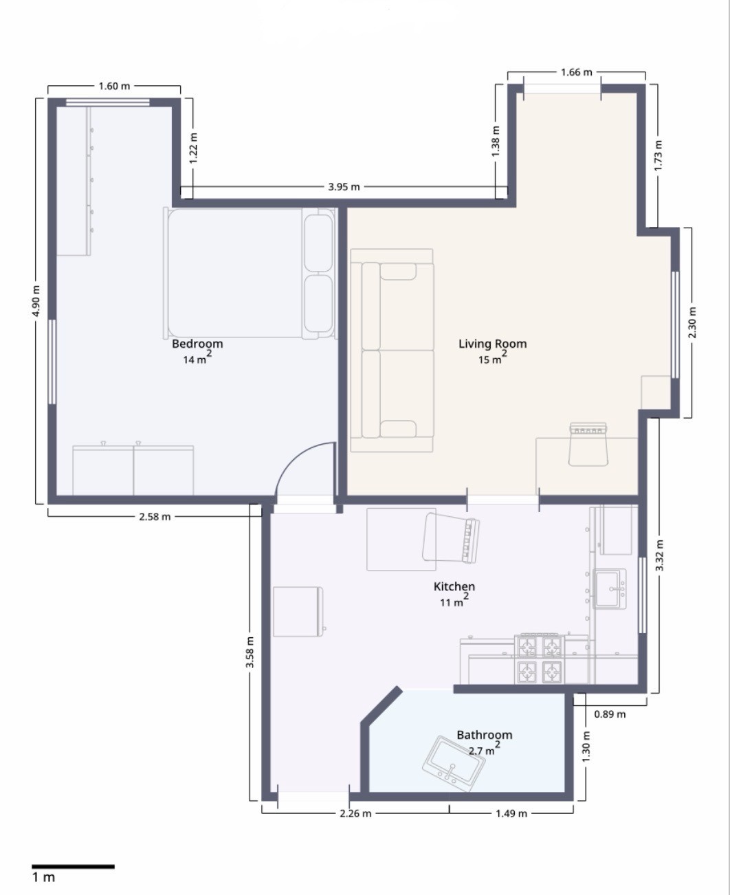 Appartement de 2 pièces