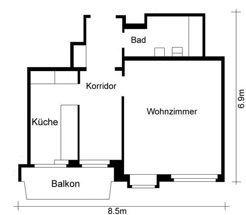 1 ½ rooms apartment
