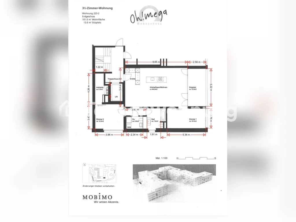 Appartement de 3 ½ pièces