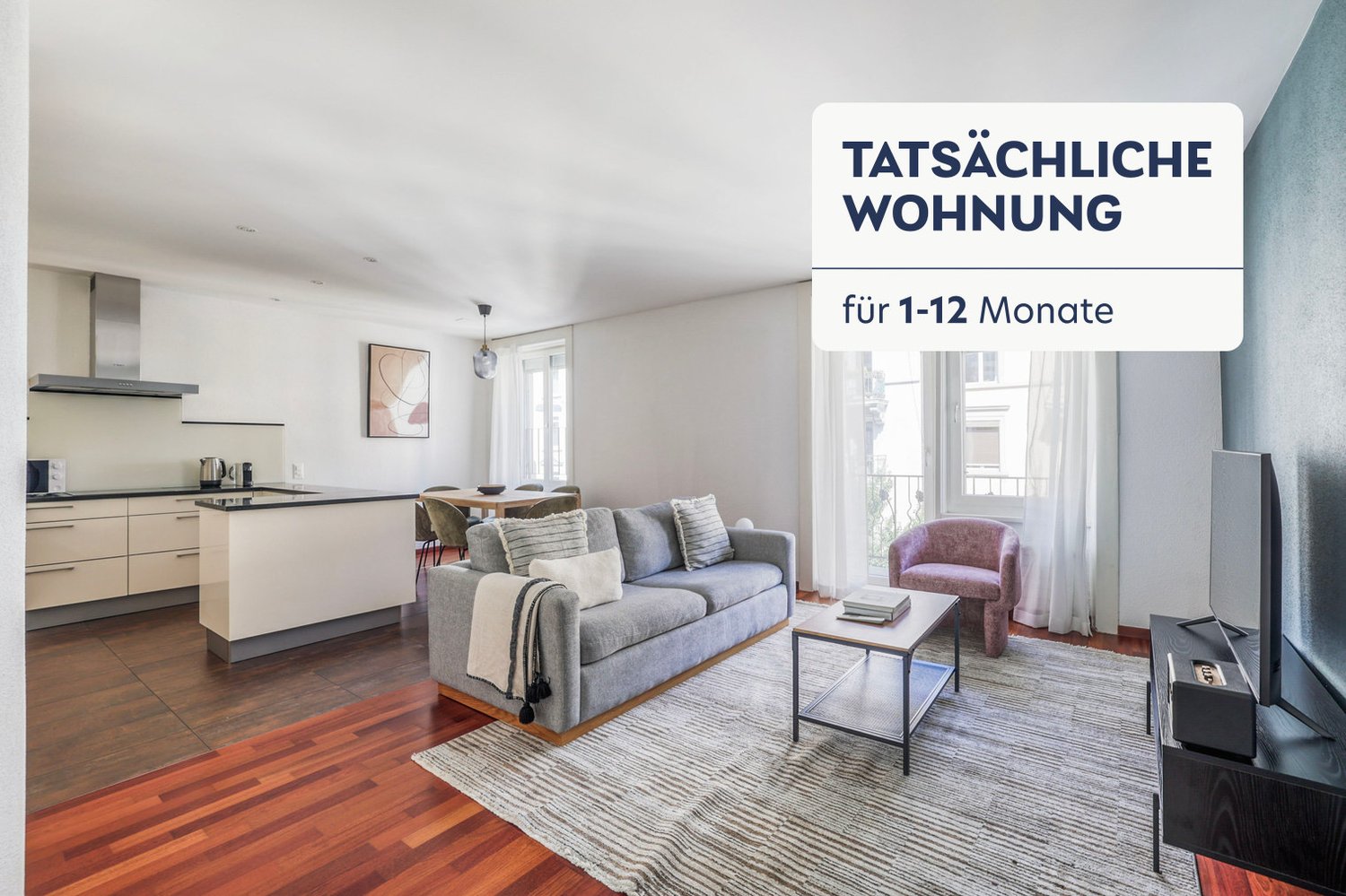 3 rooms furnished flat