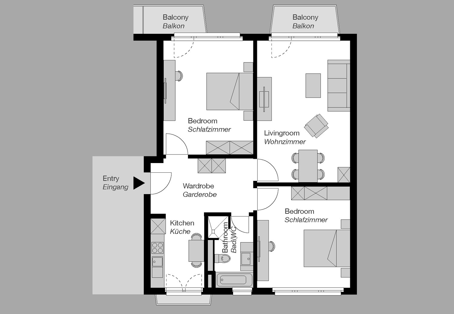 3 ½ Zimmer möblierte Wohnung