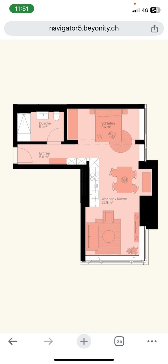 1 ½ rooms apartment