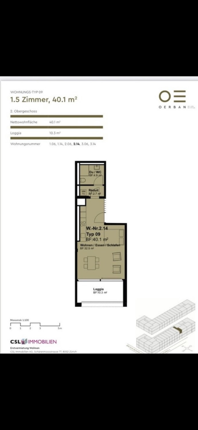 1 ½ Zimmer Wohnung