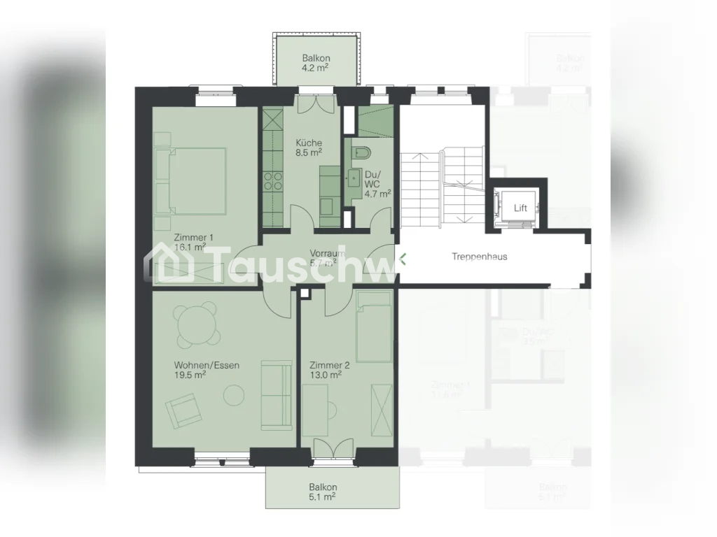 3 rooms apartment