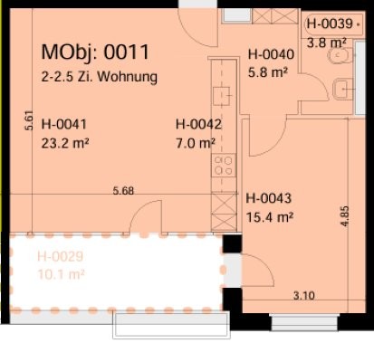 2 ½ rooms apartment