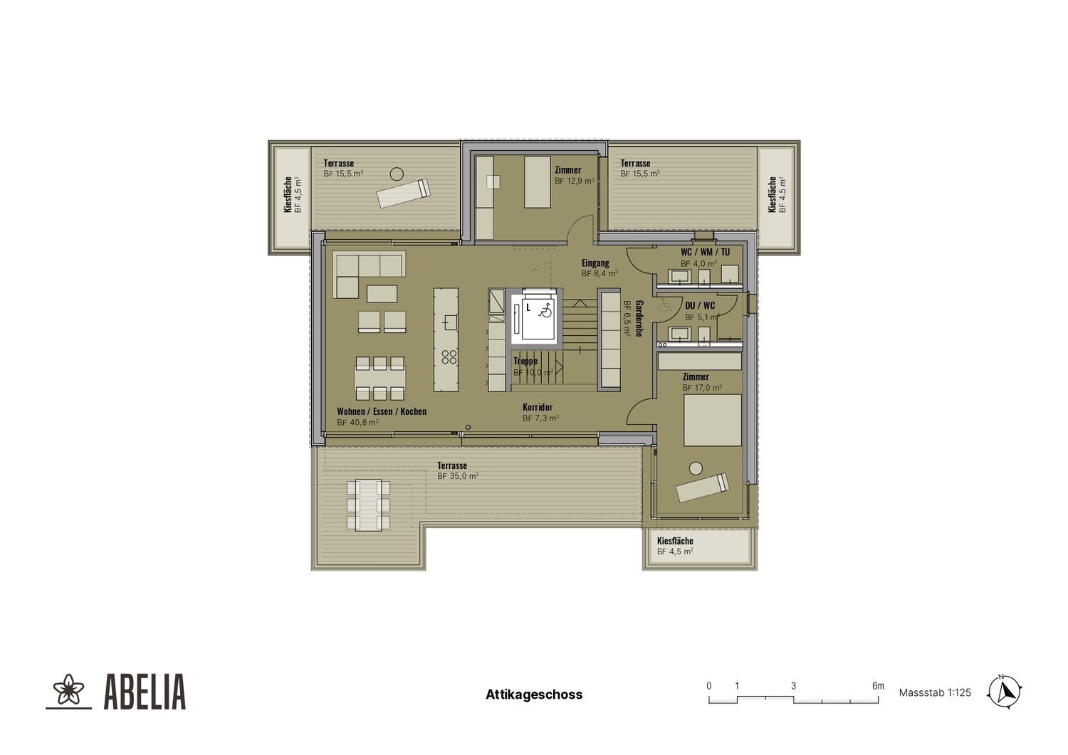Appartamento attico di 3 ½ locali