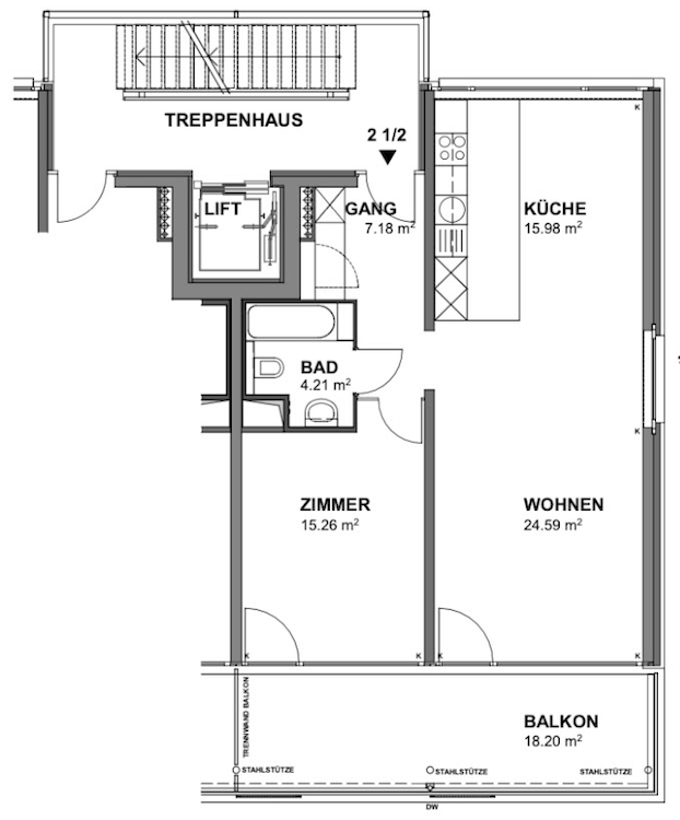 Appartement de 2 ½ pièces