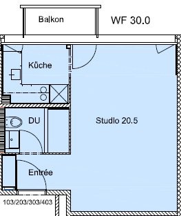 1 ½ rooms apartment