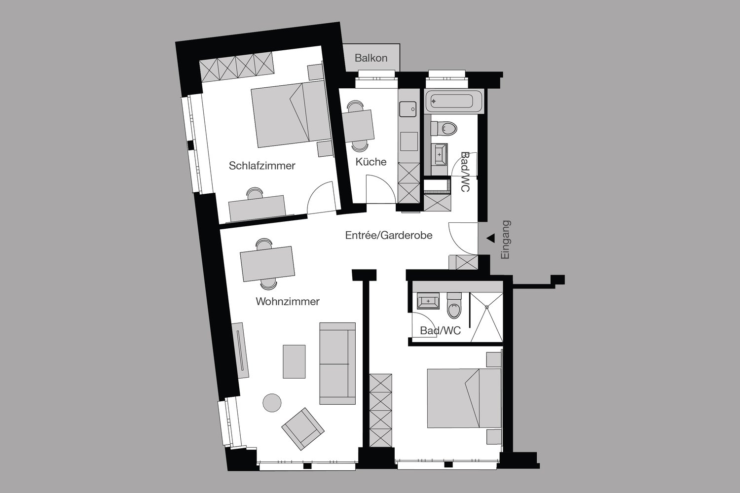 3 ½ Zimmer möblierte Wohnung