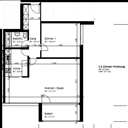 2 ½ rooms apartment
