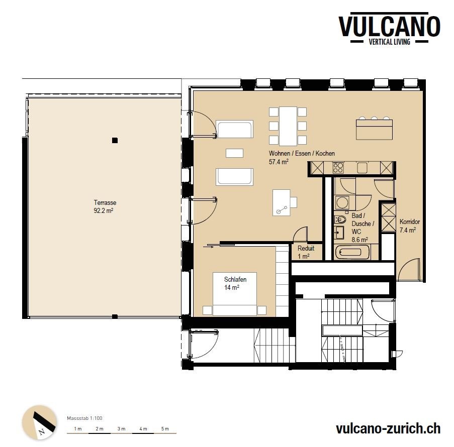 3 ½ rooms furnished flat
