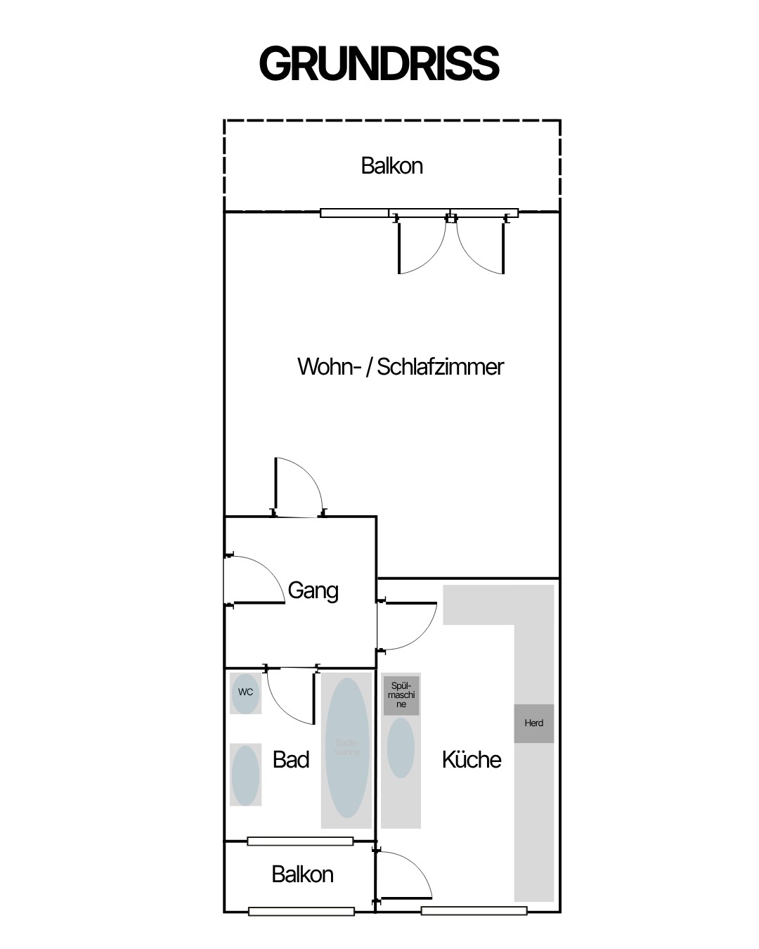 1 ½ rooms apartment